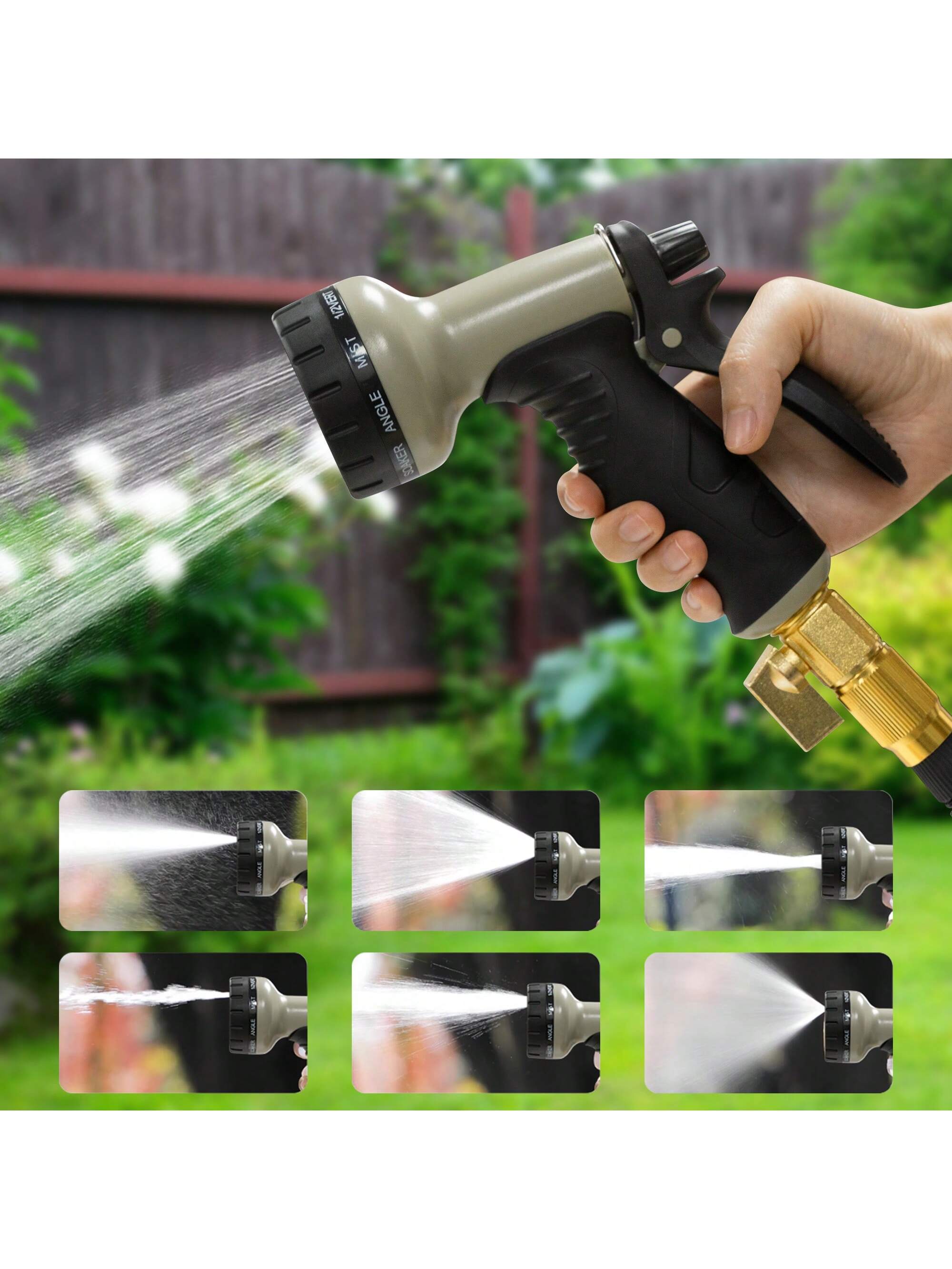 25Ft/50Ft/75Ft/100Ft Garden Hose with Function Nozzle Garden Hose, Lightweight & No-Kink Flexible Garden Hose, 3/4 Inch Solid Brass Fittings