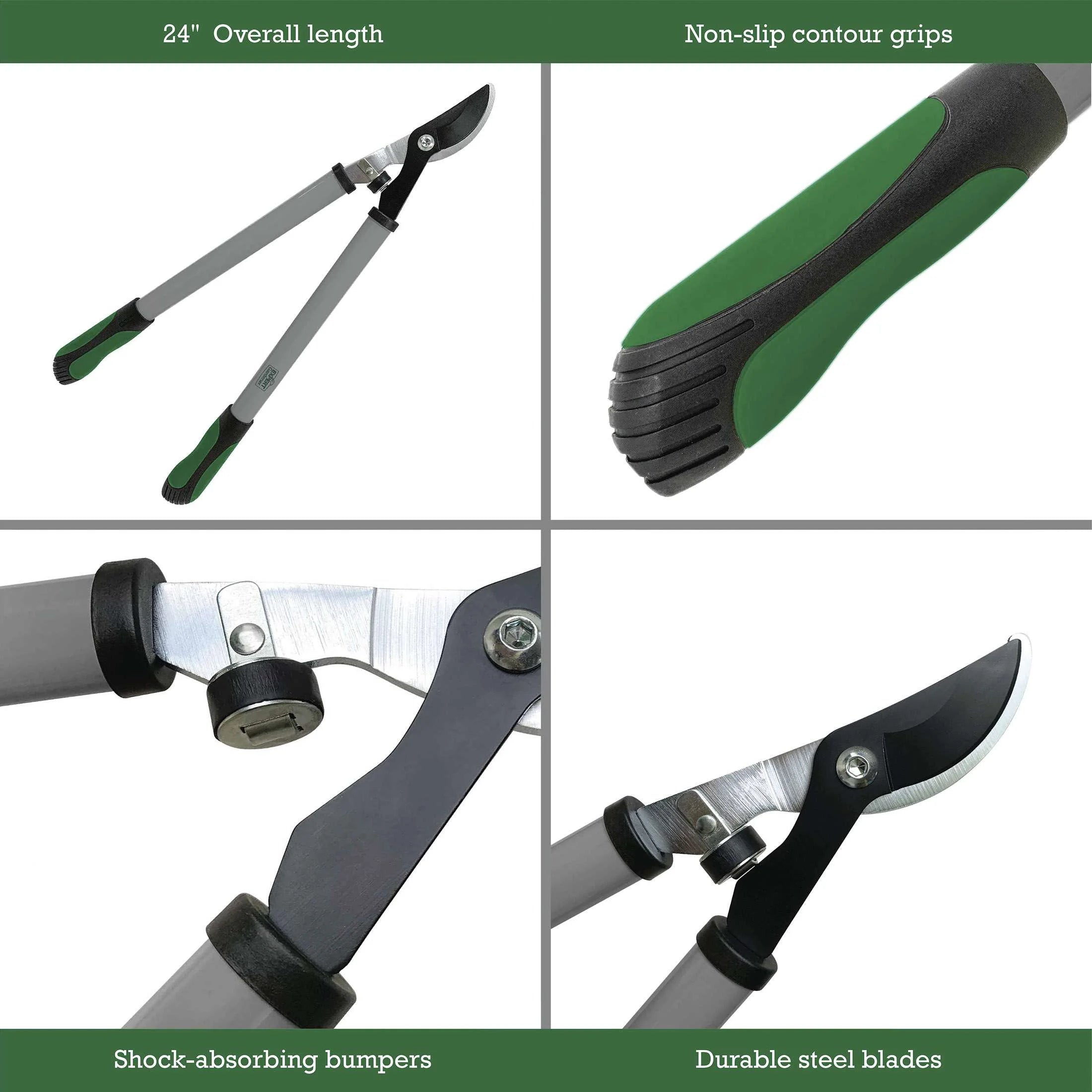 24 Inches Steel Bypass Lopper, 1" Cutting Capacity in Green and Black