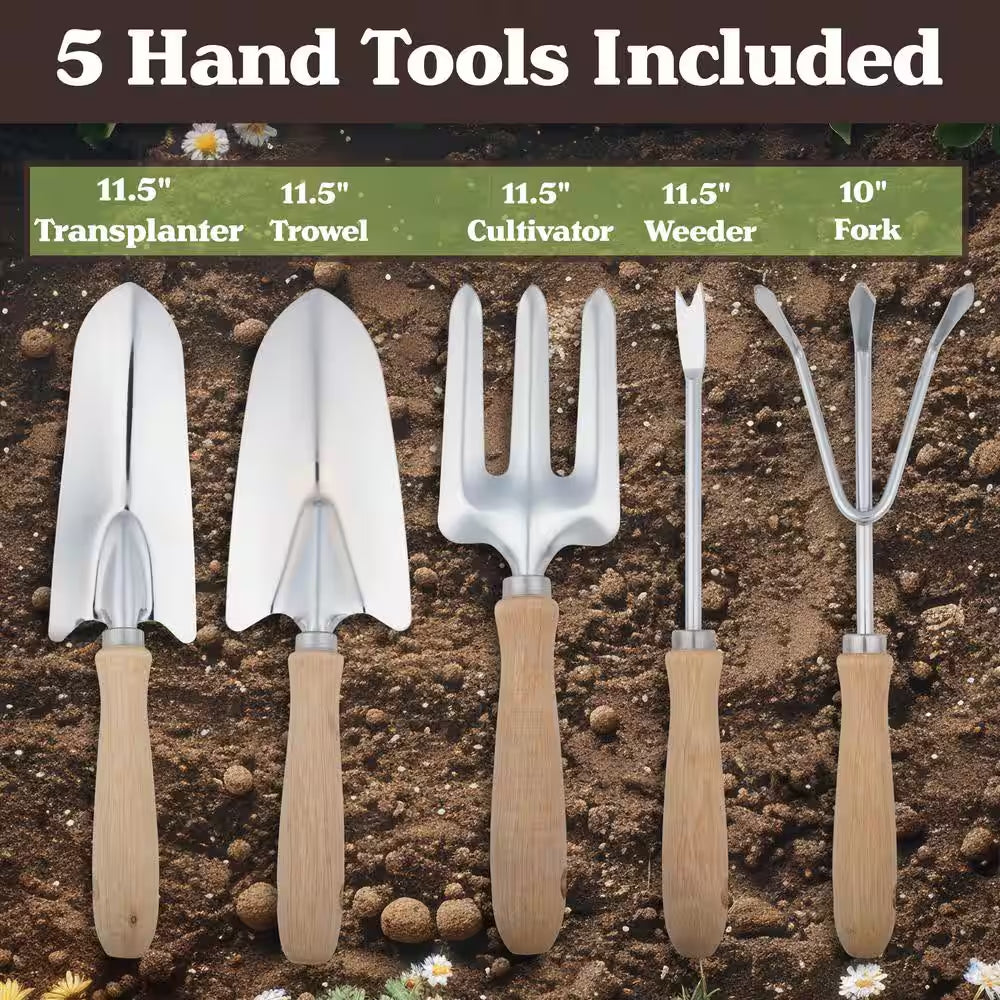 16 In. Folding Garden Stool with Garden Bag and Tools