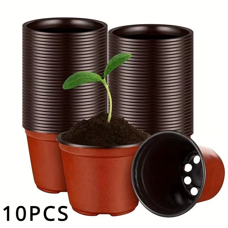 10Pcs Plastic Plant Nursery Pots Seedling Plant Pot for Indoor Outdoor Planting Garden Flower Plant Container Cups Planter 4In