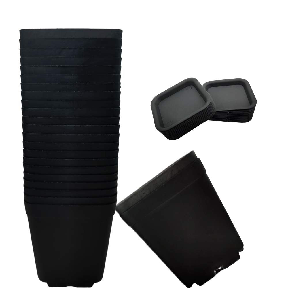 24 Pack 3 Inch Black Nursery Pot Flower Pots Square Plastic Plant Pot