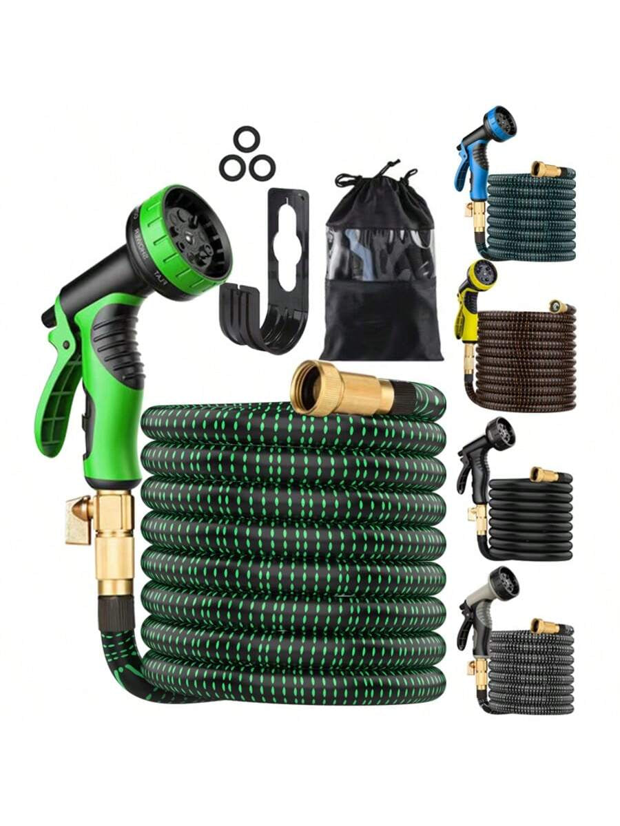 25Ft/50Ft/75Ft/100Ft Garden Hose with Function Nozzle Garden Hose, Lightweight & No-Kink Flexible Garden Hose, 3/4 Inch Solid Brass Fittings
